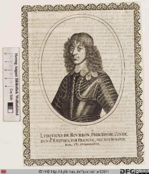 Bildnis Louis II Condé, 1646 4. prince de C., 1661 1. duc de Bourbon (vorher zu Lebzeiten seines Vaters duc d'Enghien), gen. "le Grand Condé"