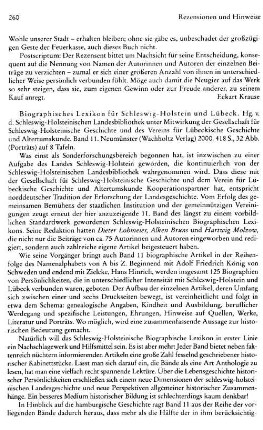 Biographisches Lexikon für Schleswig-Holstein und Lübeck, hrsg. von der Schleswig-Holsteinischen Landesbibliothek unter Mitwirkung der Gesellschaft für Schleswig-Holsteinische Geschichte und des Vereins für Lübeckische Geschichte und Altertumskunde, Bd. 11 : Neumünster, Wachholtz, 2000