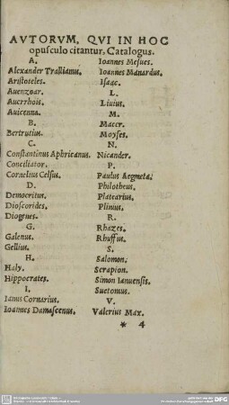AUTORUM, QUI IN HOC opusculo citantur, Catalogus.