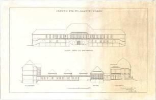 Billing, Hermann; Karlsruhe (Baden-Württemberg); Akademiegebäude - Längsschnitt; Querschnitt
