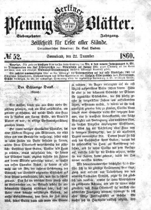 No. 52, Sonnabend, den 22. December