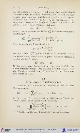 § 4. Kette linearer Transformationen