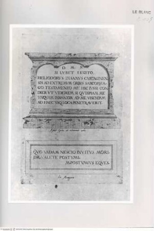 Monumenta clarorum doctrina praecipuè ..., Tafel 123: Grabstein des Heliodoros in Gades und Grabstein in Aragonia