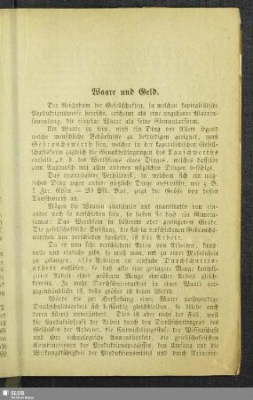 Waare und Geld