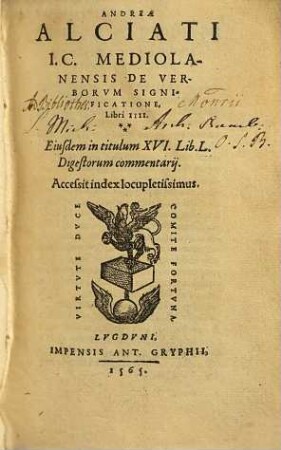 De verborum significatione : Eiusdem in titulum XVI. lib. L digestorum commentarii