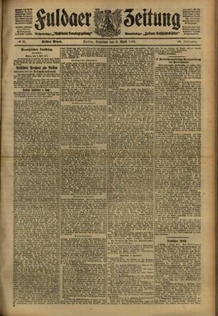 Erste Ausgabe vom Samstag, den 08. April 1911.