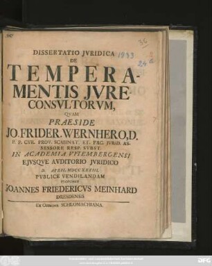 Dissertatio Jvridica De Temperamentis Jvreconsvltorvm