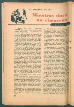 Mientras dura un cimarrón : El momento político
