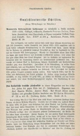 585-586 Empfehlenswerthe Schriften
