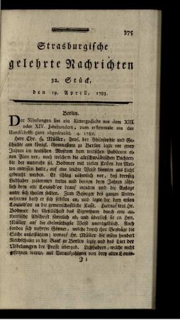 32. Stück, den 19. Aprill, 1783.
