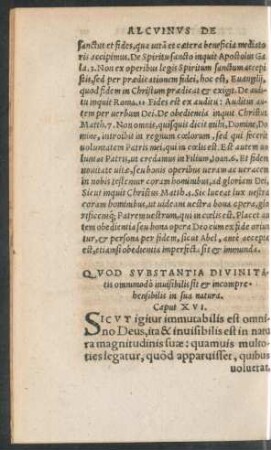 Quod Substantia Divinitatis omnimodo invisibilis sit ... Caput XVI.