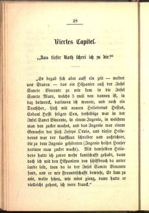 Viertes Capitel. "Aus tiefer Noth schrei ich zu dir!"