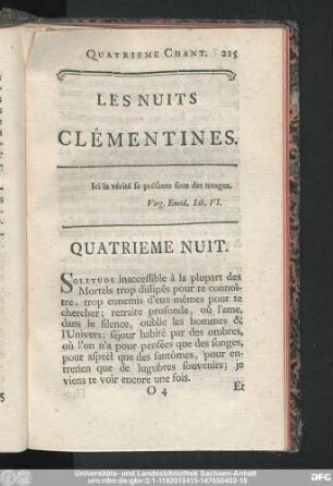 Les Nuits Clémentines. Quatrieme Nuit.