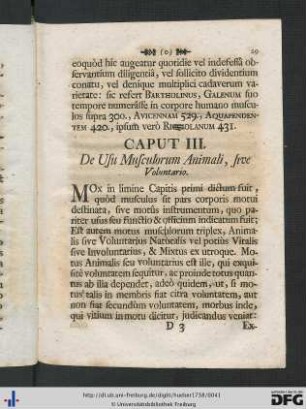 Caput III. De Usu Musculorum Animali, sive Voluntario.