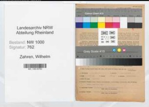 Entnazifizierung Wilhelm Zahren, geb. 19.05.1901 (Steuerinspektor)