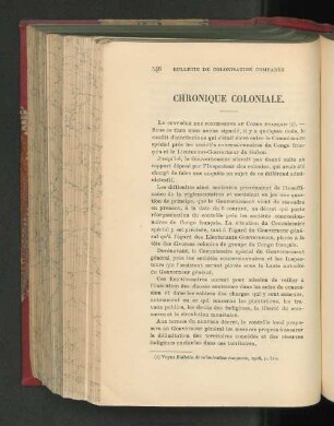 Chronique Coloniale.