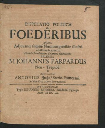 Disputatio Politica De Foederibus