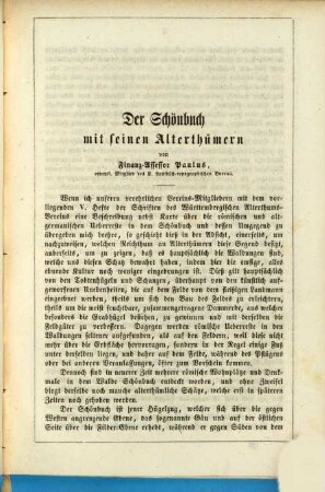 Schriften des Württembergischen Alterthums-Vereins, 1,5. Der Schönbuch mit seinen Alterthümern
