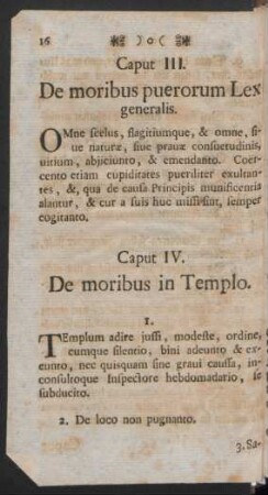 Caput IV. De moribus in Templo = Caput IV. Wie sie sich in der Kirche verhalten sollen