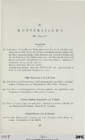 III. Kupferstiche (Nr. 262-274)