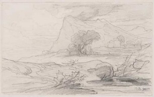 Landschaft mit steilem Gebirge