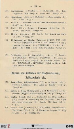 Münzen und Medaillen auf Bundesschiessen, Schützenfeste etc. (Nr. 271-358)