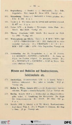 Münzen und Medaillen auf Bundesschiessen, Schützenfeste etc. (Nr. 271-358)