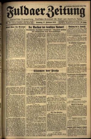 Erste Ausgabe vom Sonntag, den 17. Februar 1935.
