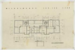 Wohnhäuser Wilhelmsaue 129/130/130 A-C, Berlin-Wilmersdorf: Grundriss Kellergeschoss 1:100