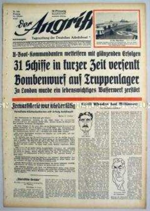 Tageszeitung "Der Angriff" u.a. zum Luft- und See-Krieg gegen England