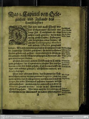 Das 1. Capittel von Gelegenheit und Zustand des Teutschlandes?