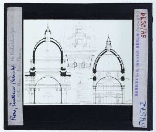 Rom, Pantheon,Rom, Peterskirche,Florenz, S. Maria del Fiore (Dom) : Schnitte, Vergleich der Kuppeln
