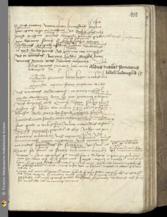 Manuzio, Aldo Pio: Epistula ad aliquem magistrum literarium
