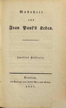 Wahrheit aus Jean Paul's Leben, 2