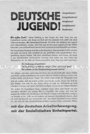 Aufruf der SED an die Jugend, bei den Gemeindewahlen 1946 ihre Kandidaten zu wählen