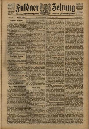 Erste Ausgabe vom Dienstag, den 10. Mai 1910.