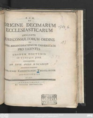 De Origine Decimarum Ecclesiasticarum