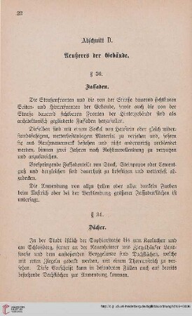 Abschnitt D: Aeußeres der Gebäude