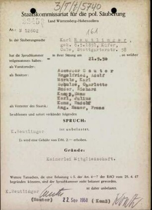 Reutlinger, Karl