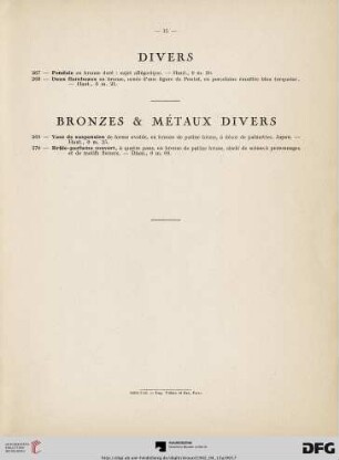 Bronzes & Métaux divers (Nr. 269-270)