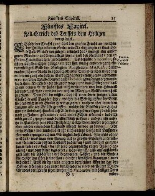 Fünfftes Capitel. Fall-Stricke deß Teuffels dem Heiligen vorgeleget.