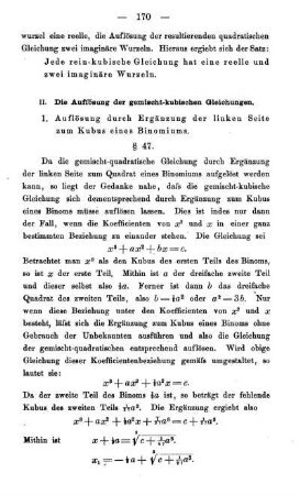II. Die Auflösung der gemischt-kubischen Gleichungen § 47-58.