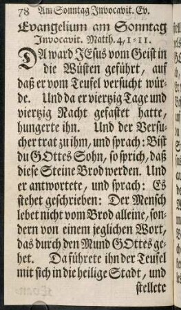 78-91, Evangelium am Sonntag Invocavit. - Evangelium am Sonntag Oculi.
