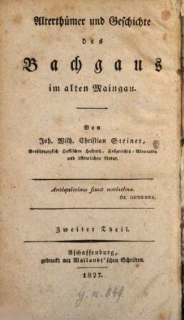 Alterthümer und Geschichte des Bachgaus im alten Maingau, 2. Geschichte der Städte Umstadt und Babenhausen, ihrer ehemaligen Cent und Amtszugehörungen