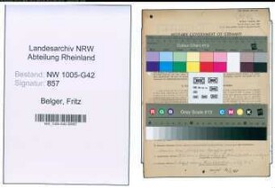 Entnazifizierung Fritz Belger , geb. 12.06.1914 (Schmied)