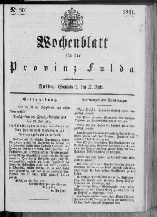 Nr. 30, Ausgabe vom 27. Juli 1861