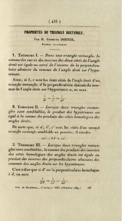 Propriétés du triangle rectangle.