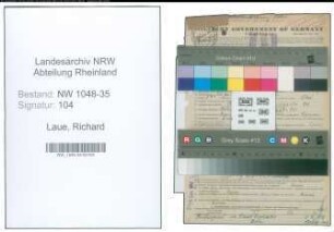 Entnazifizierung Richard Laue , geb. 26.01.1884 (Musiker)