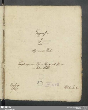 1: I. oder allgemeiner Theil - XVII 328 8. (3) : Vorgetragen vom Herrn Bergrath Werner im Jahre 1815