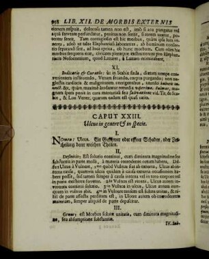 Caput XXIII. Ulcus in genere & in specie. - Caput XXVI. Gangræna & Sphacelus.